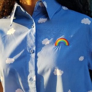🛑🌈SOLD❗Lazy Oaf cloud and rianbow cropped top